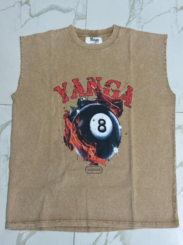 YO BEHIND THE 8 ARMLESS TEE (BROWN)